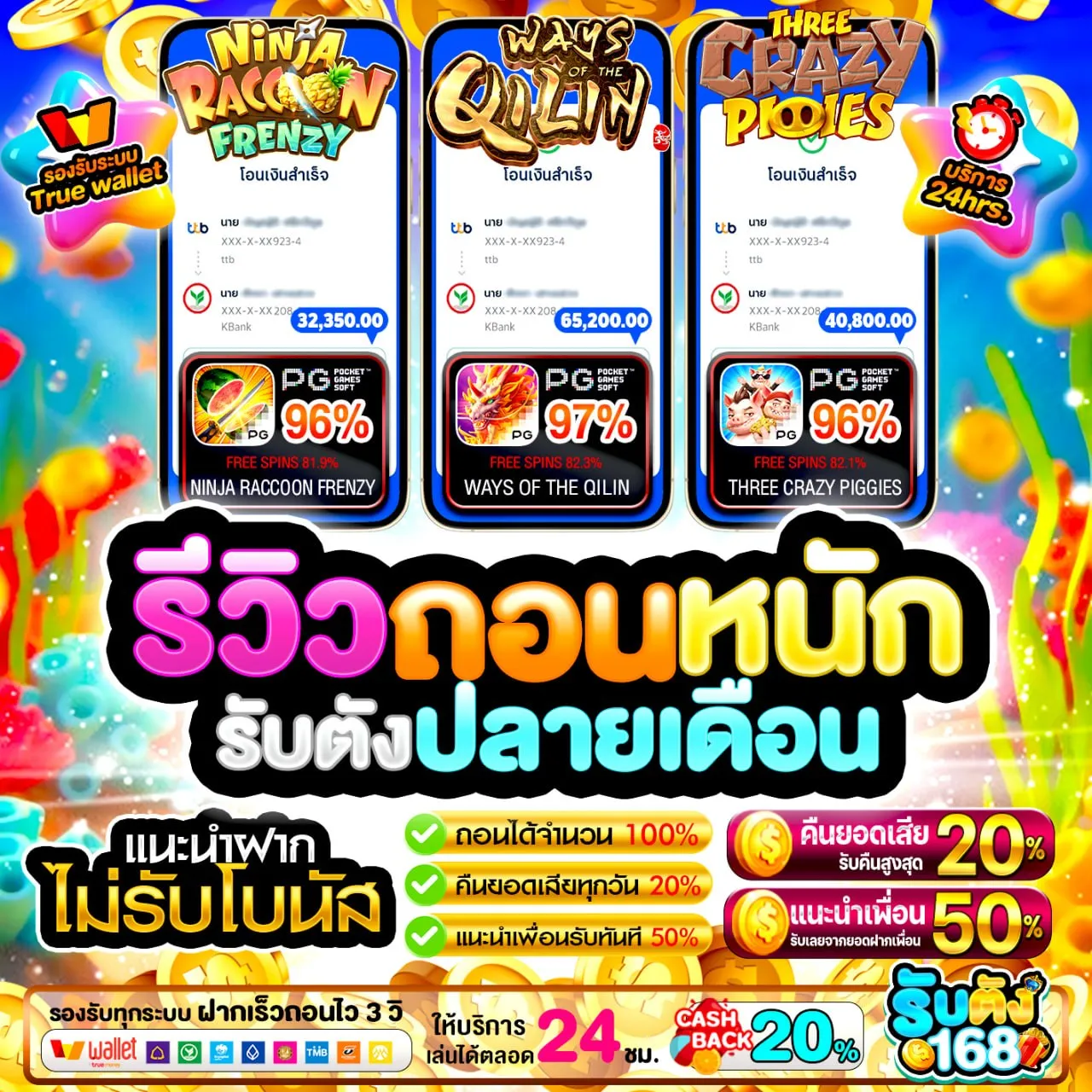 ฝาก 20 รับ 100 ทํา ยอด 500 ถอนได้300